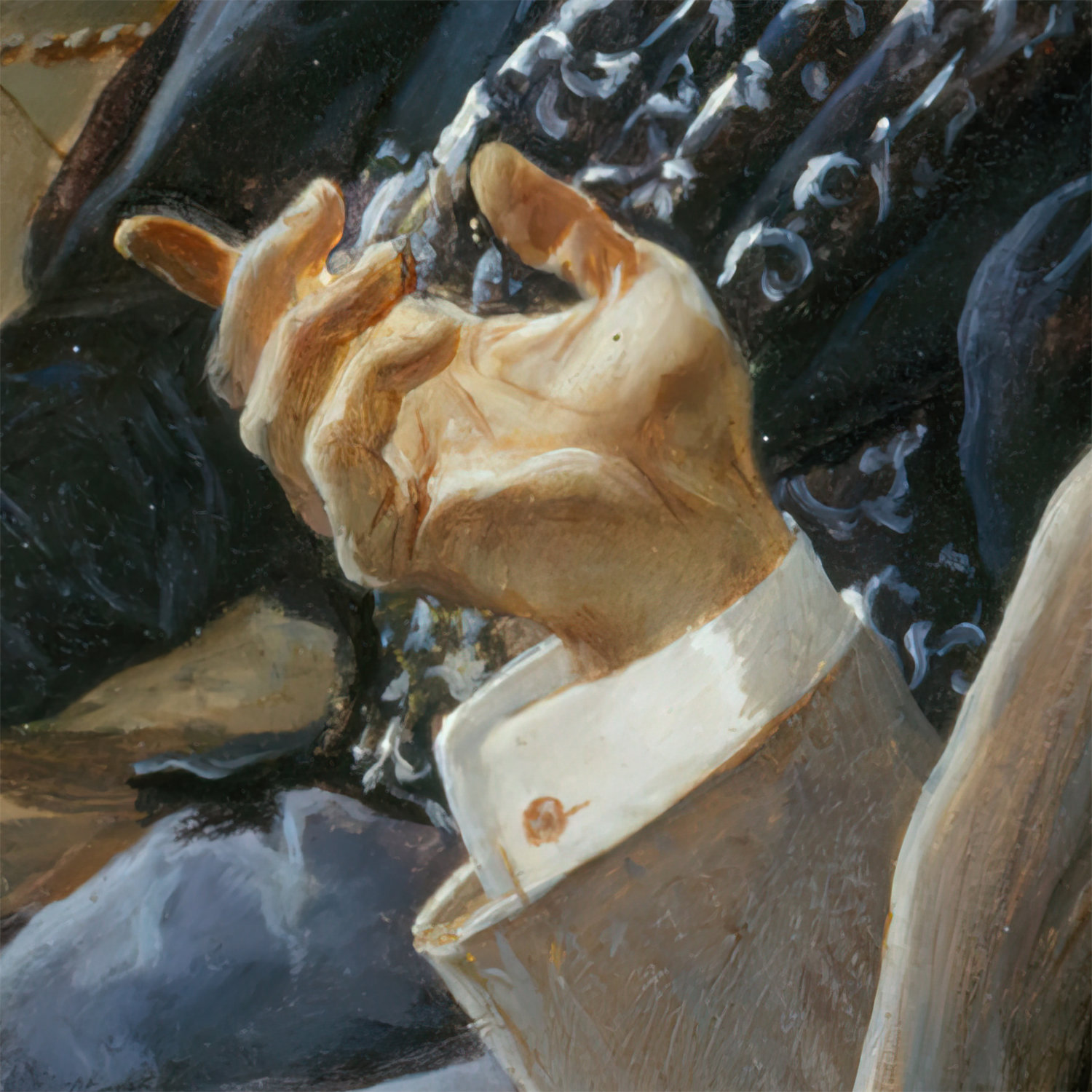 Zoomed-in view of “Couple dans un compartiment de train” by Ricardo Lopez-Cabrera